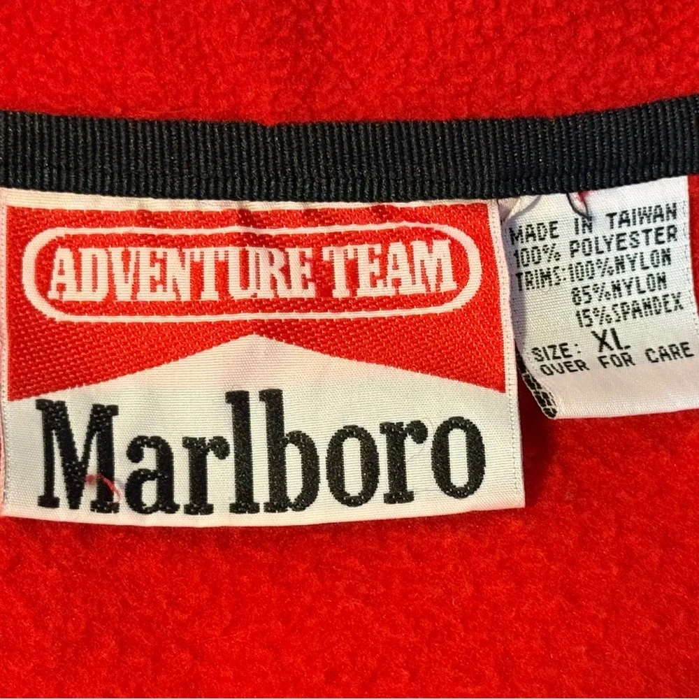 Vintage Marlboro Adventure Team Fleece Pullover XL Red Snap 90s - Picture 3 of 4